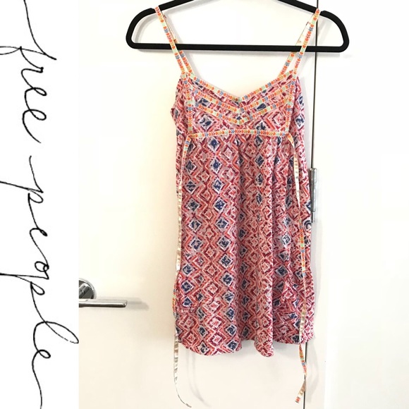 Free People Tops - Free People Multicolor Tie Waist Babydoll Tunic